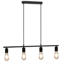 vidaXL Candeeiro teto c/ lâmpadas incandescência 2 W preto 80 cm E27
