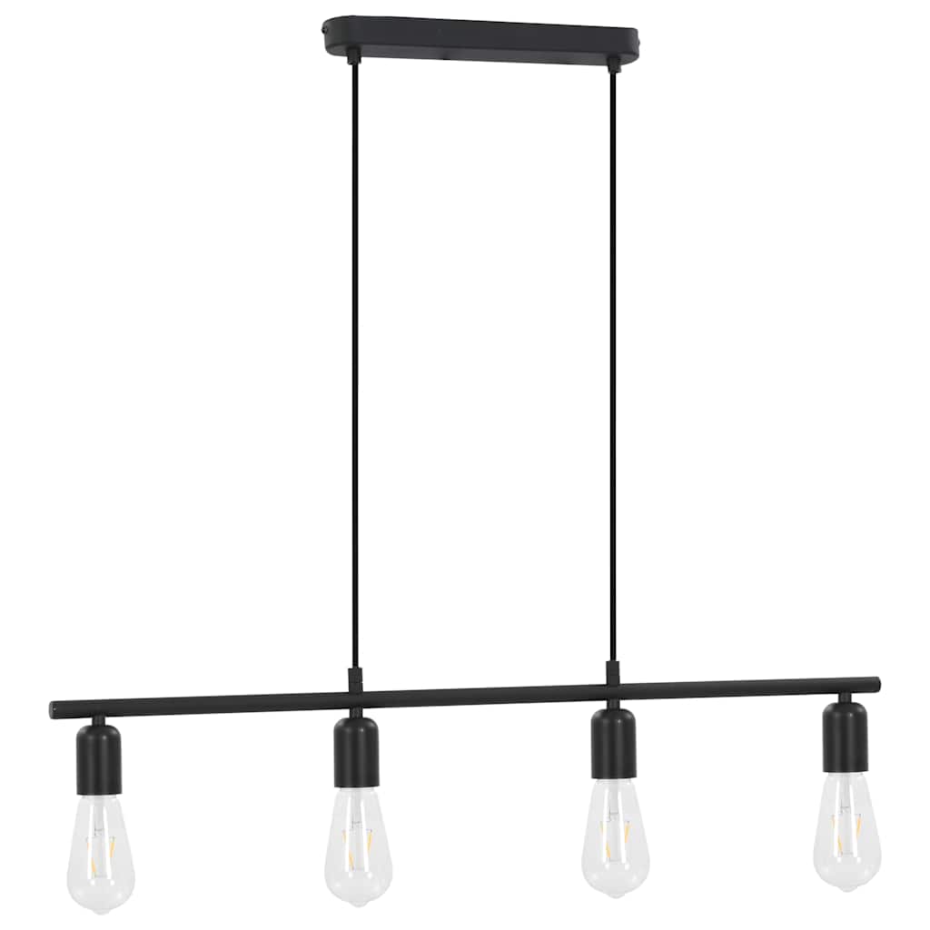 vidaXL Candeeiro teto c/ lâmpadas incandescência 2 W preto 80 cm E27