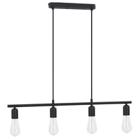 vidaXL Candeeiro teto c/ lâmpadas incandescência 2 W preto 80 cm E27
