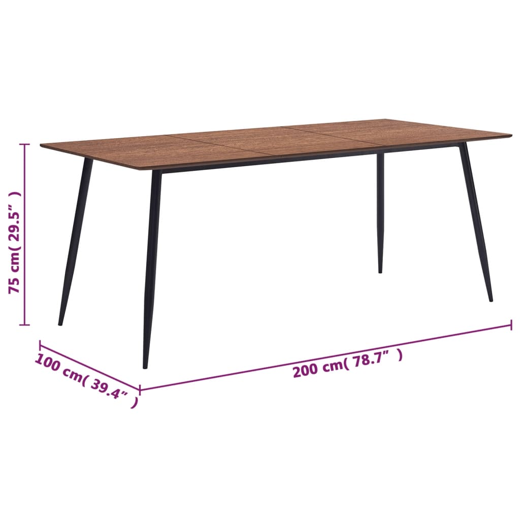 vidaXL Mesa de jantar 200x100x75 cm MDF castanho