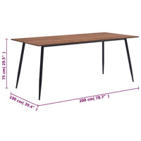 vidaXL Mesa de jantar 200x100x75 cm MDF castanho