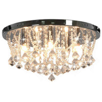 vidaXL Candeeiro teto c/ contas cristal 4 lâmpadas G9 redondo prateado