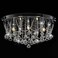 vidaXL Candeeiro teto c/ contas cristal 4 lâmpadas G9 redondo prateado