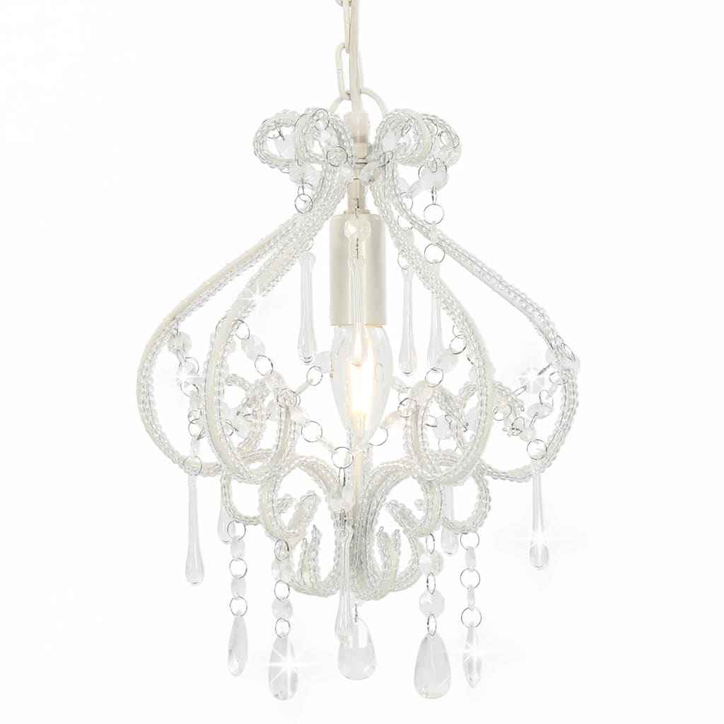 vidaXL Candeeiro de teto com contas redondo E14 branco