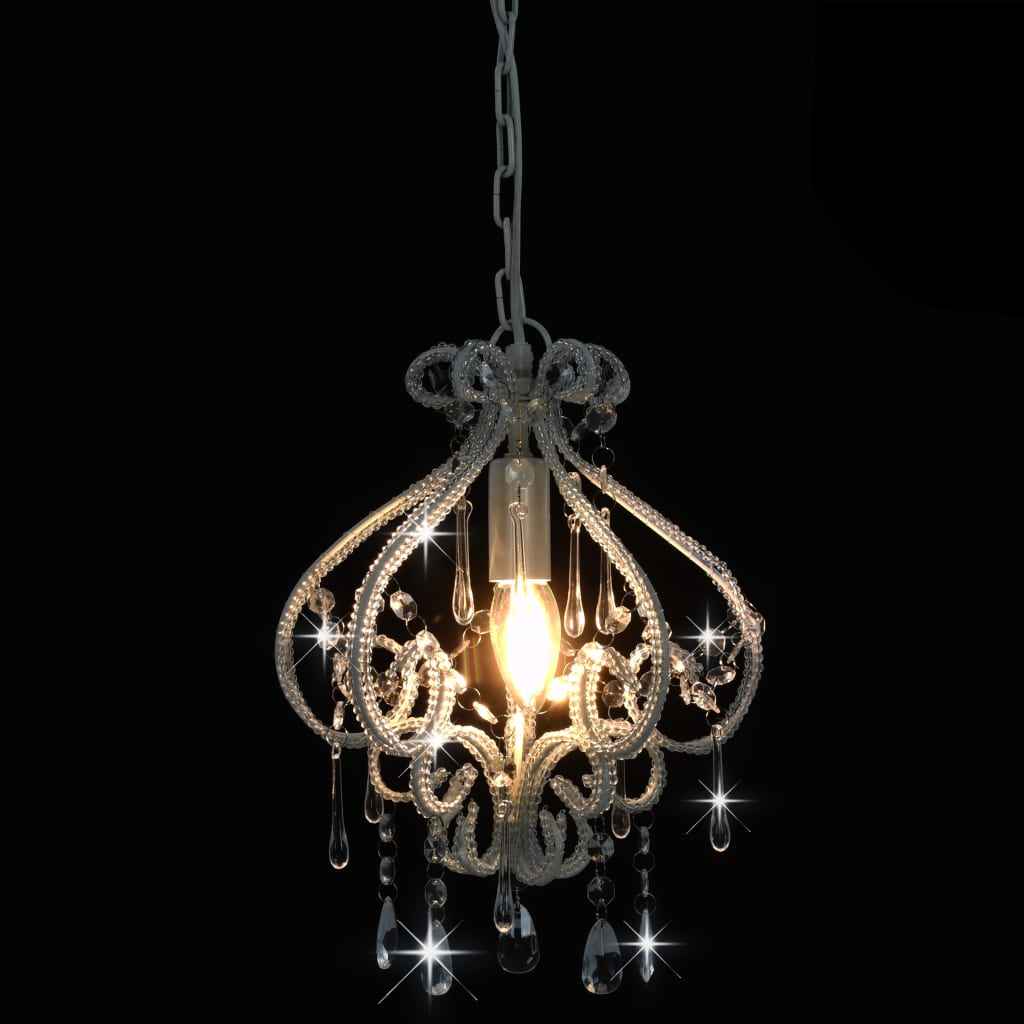 vidaXL Candeeiro de teto com contas redondo E14 branco