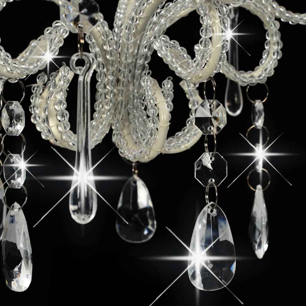 vidaXL Candeeiro de teto com contas redondo E14 branco