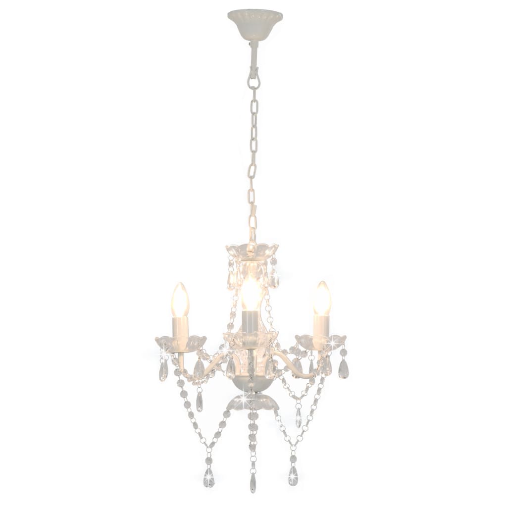 vidaXL Lustre com contas redondo 3 x E14 branco