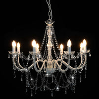 vidaXL Lustre com contas lâmpadas 8 x E14 branco