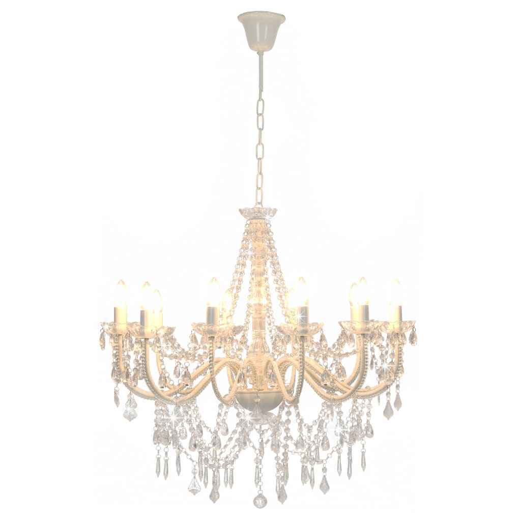 vidaXL Lustre com contas lâmpadas 12 x E14 branco
