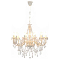 vidaXL Lustre com contas lâmpadas 12 x E14 branco