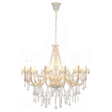 vidaXL Lustre com contas lâmpadas 12 x E14 branco