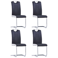vidaXL Cadeiras de jantar cantilever 4 pcs couro artificial preto