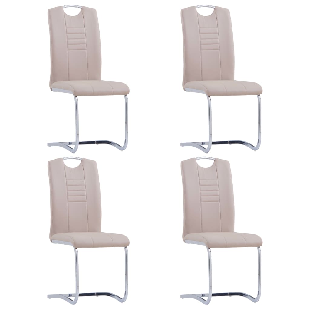 vidaXL Cadeiras de jantar cantilever 4 pcs couro artificial preto