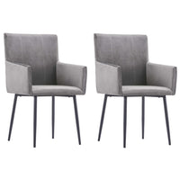 vidaXL Cadeiras de jantar com apoio de braços 2 pcs veludo cinzento
