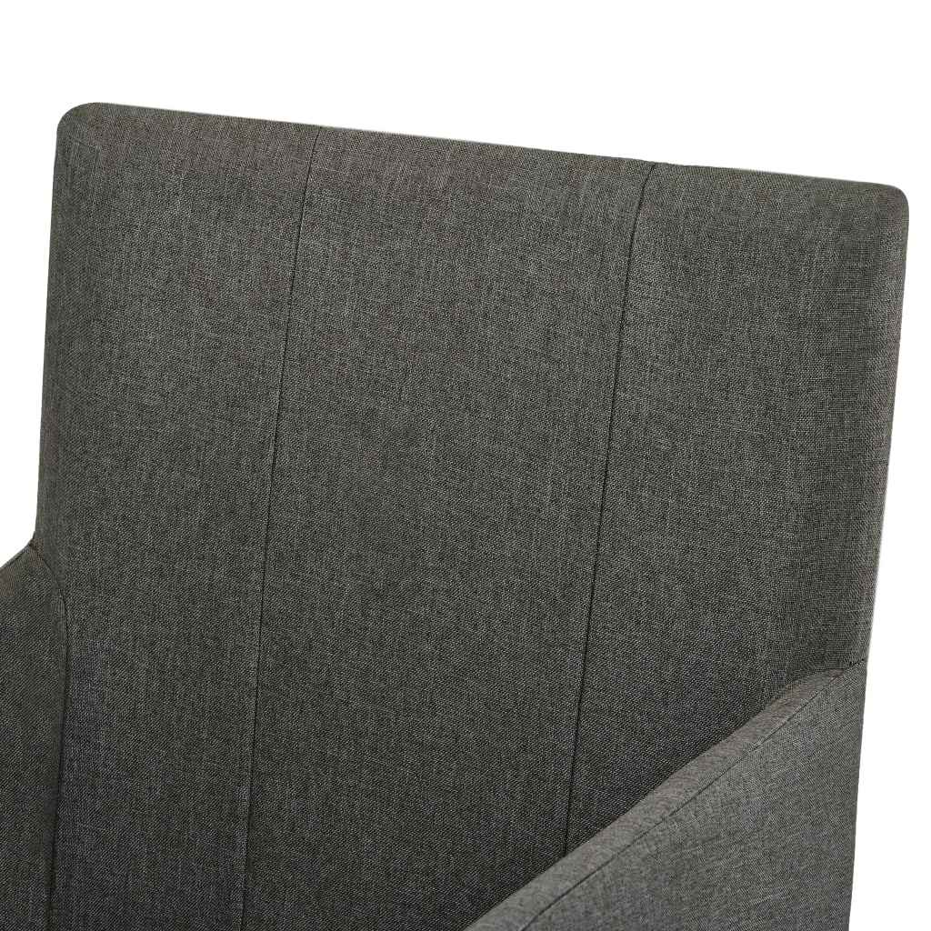 vidaXL Cadeiras de jantar c/ braços 2 pcs tecido cinzento-acastanhado