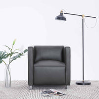 vidaXL Poltrona em forma de cubo couro artificial preto