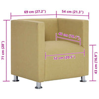 vidaXL Poltrona em forma de cubo tecido verde