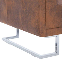 vidaXL Poltrona em forma de cubo camurça artificial castanho