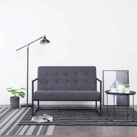 vidaXL Sofá de 2 lugares c/ apoio braços aço + tecido cinzento-escuro