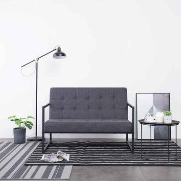 vidaXL Sofá de 2 lugares c/ apoio braços aço + tecido cinzento-escuro