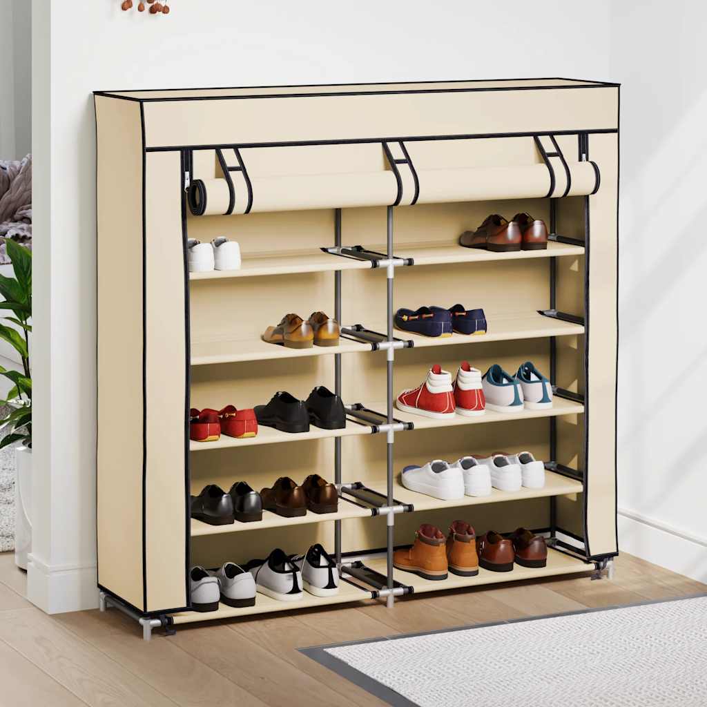 vidaXL Armário p/ sapatos com cobertura 115x28x110cm tecido preto