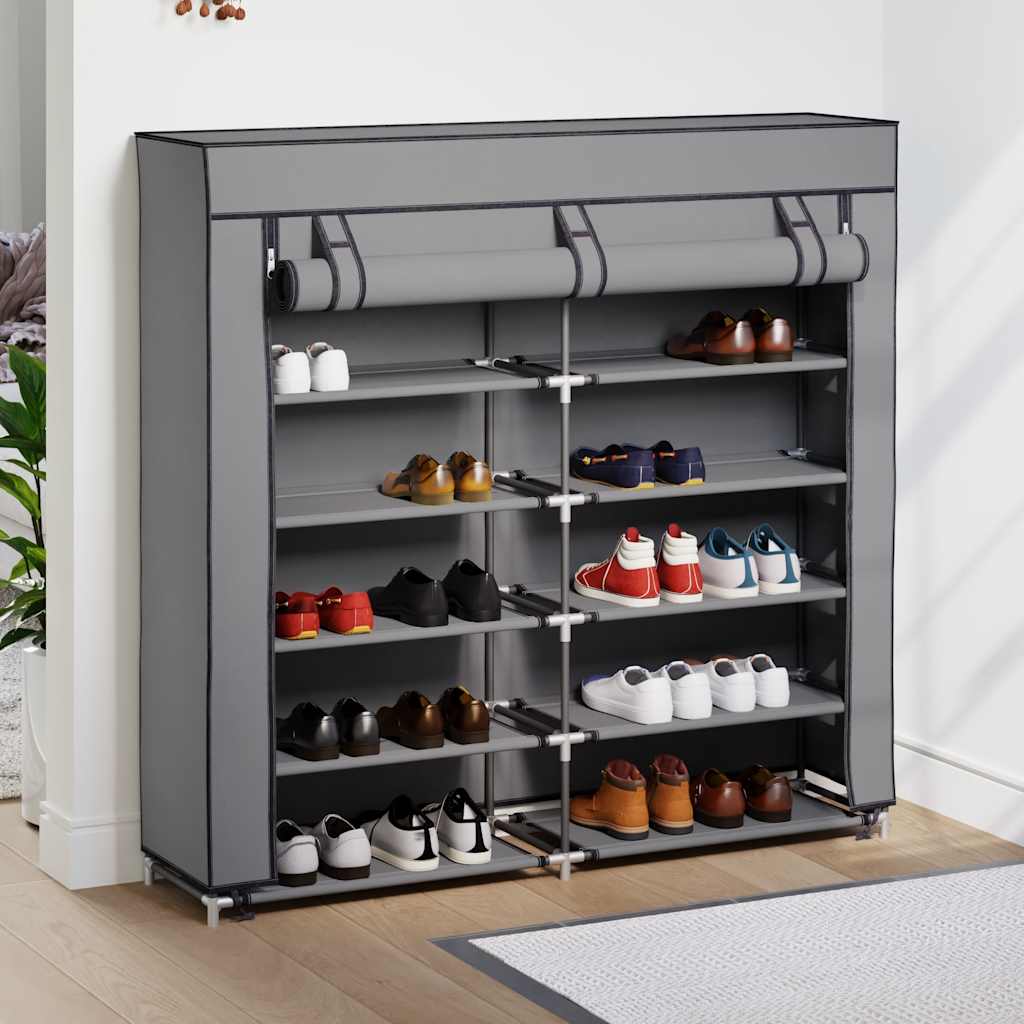 vidaXL Armário p/ sapatos com cobertura 115x28x110cm tecido preto