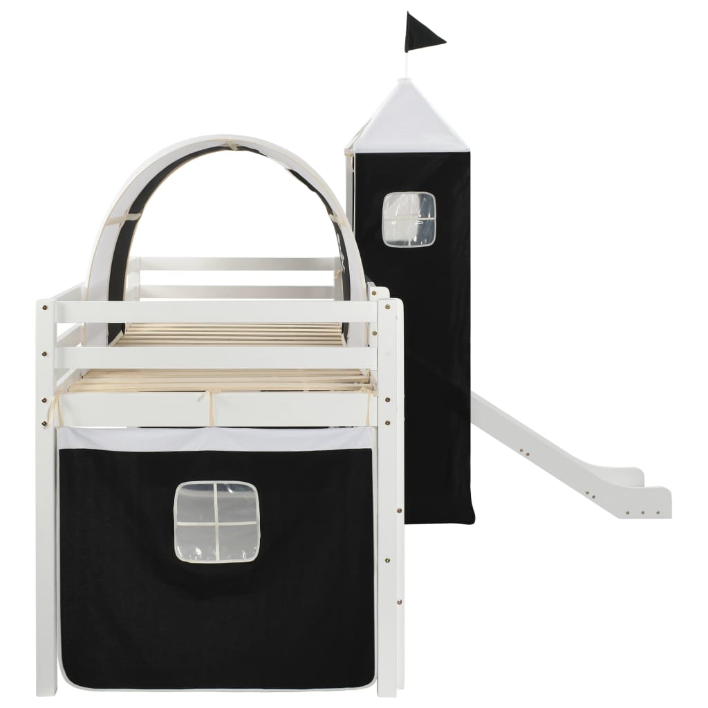 vidaXL Estrutura de cama infantil c/ escorrega e escada pinho 97x208cm