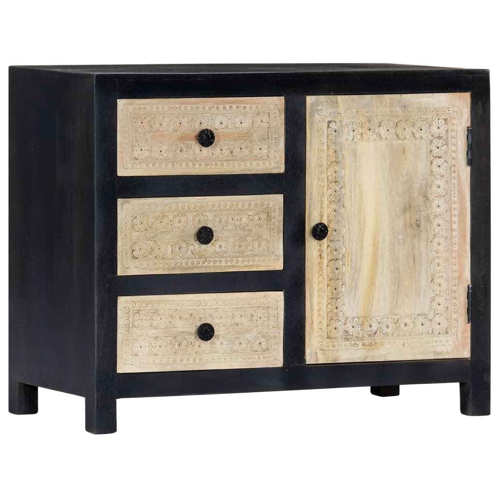 vidaXL Móvel apoio esculpido à mão 75x35x60 cm madeira mangueira cinza