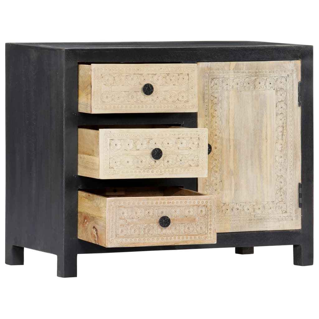 vidaXL Móvel apoio esculpido à mão 75x35x60 cm madeira mangueira cinza