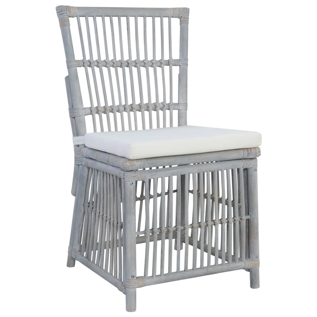 vidaXL Cadeiras de jantar com almofadões 2 pcs vime natural cinzento