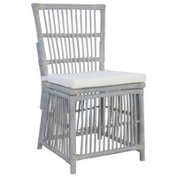 vidaXL Cadeiras de jantar com almofadões 2 pcs vime natural cinzento