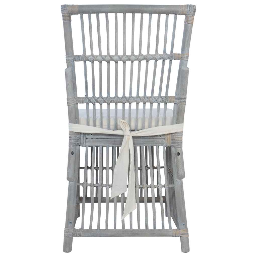 vidaXL Cadeiras de jantar com almofadões 2 pcs vime natural cinzento