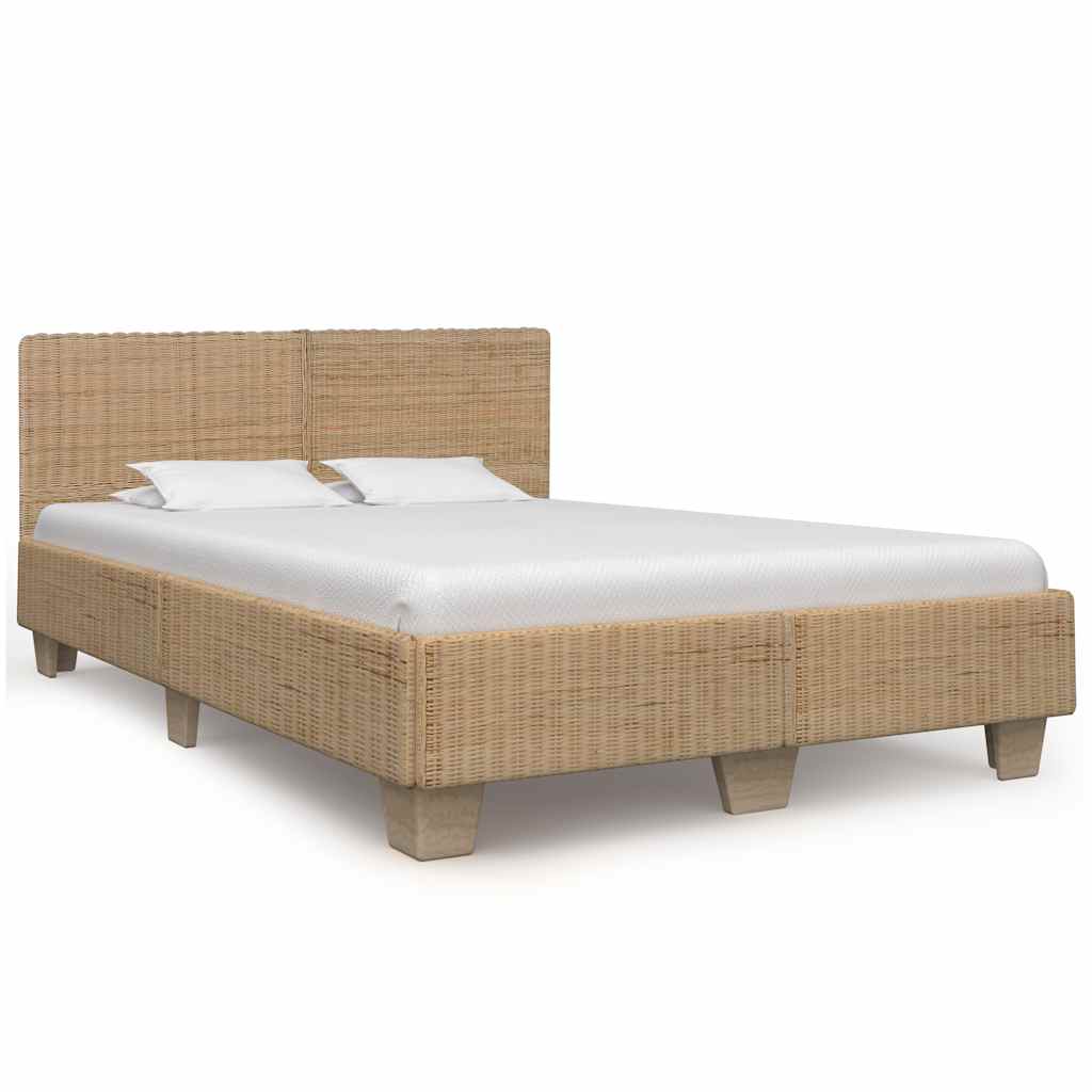 vidaXL Estrutura de cama artesanal em vime natural 140x200 cm
