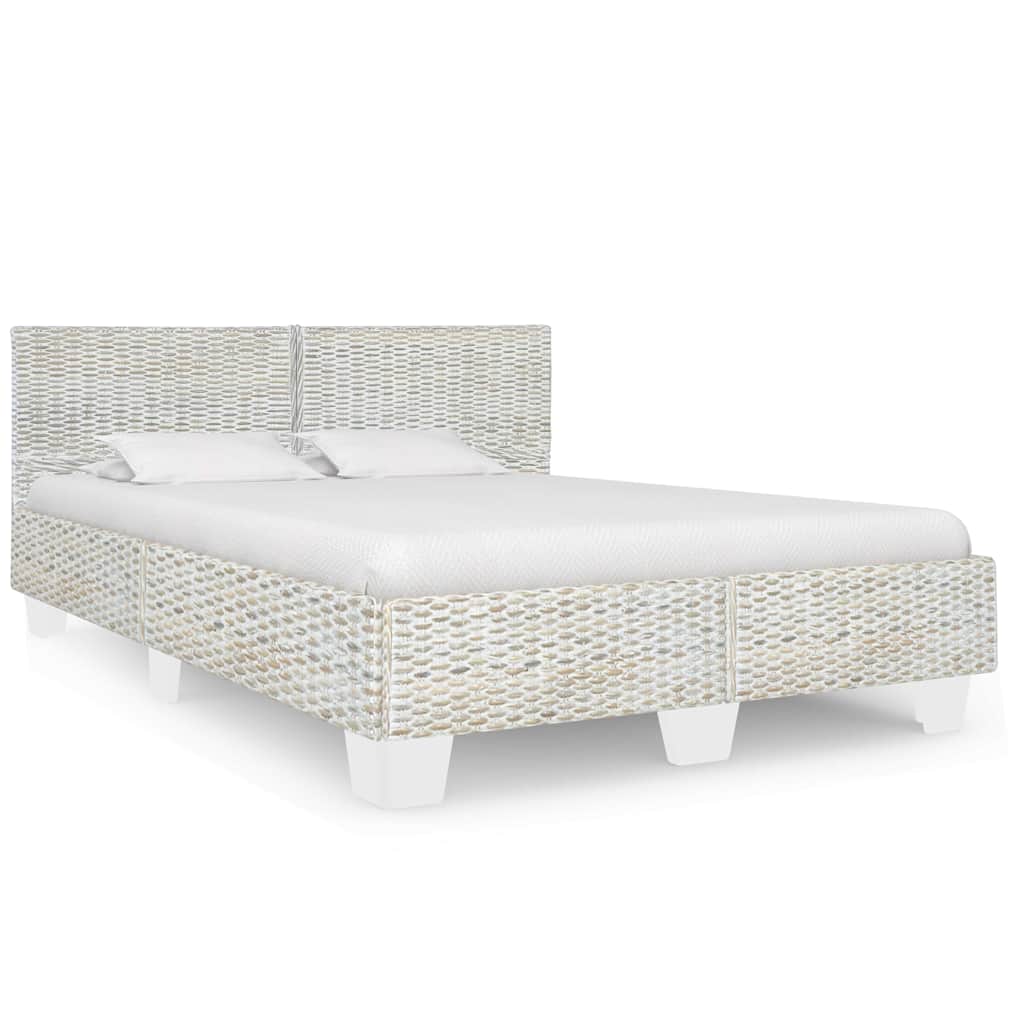 vidaXL Estrutura de cama artesanal em vime natural 140x200 cm
