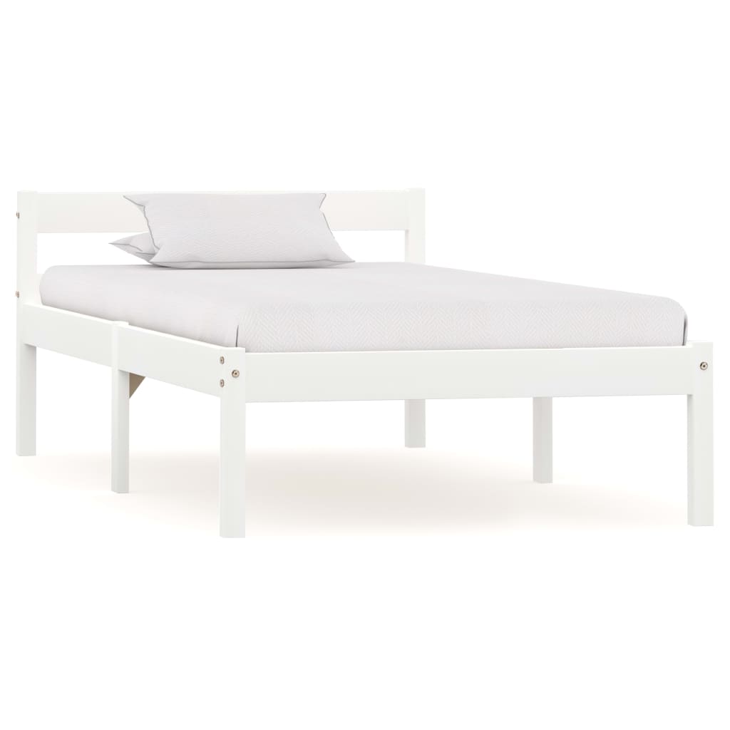 vidaXL Estrutura de cama 90x200 cm madeira pinho maciço branco