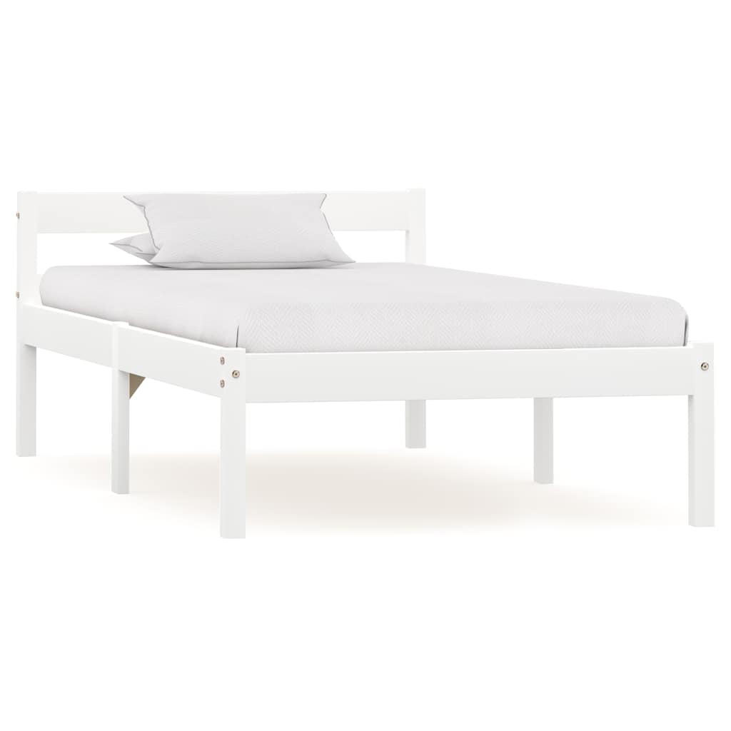 vidaXL Estrutura de cama 90x200 cm madeira pinho maciço branco