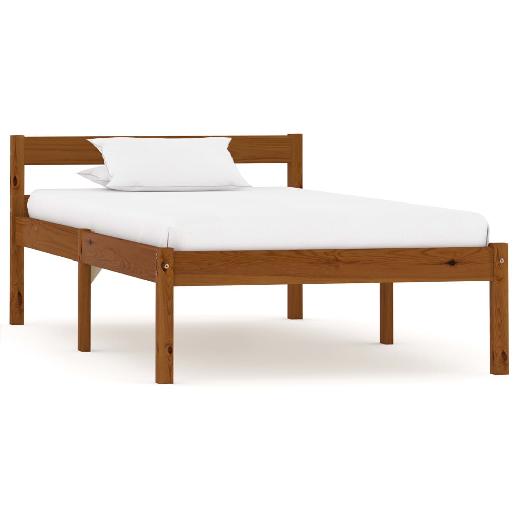 vidaXL Estrutura de cama 90x200 cm madeira pinho maciço branco