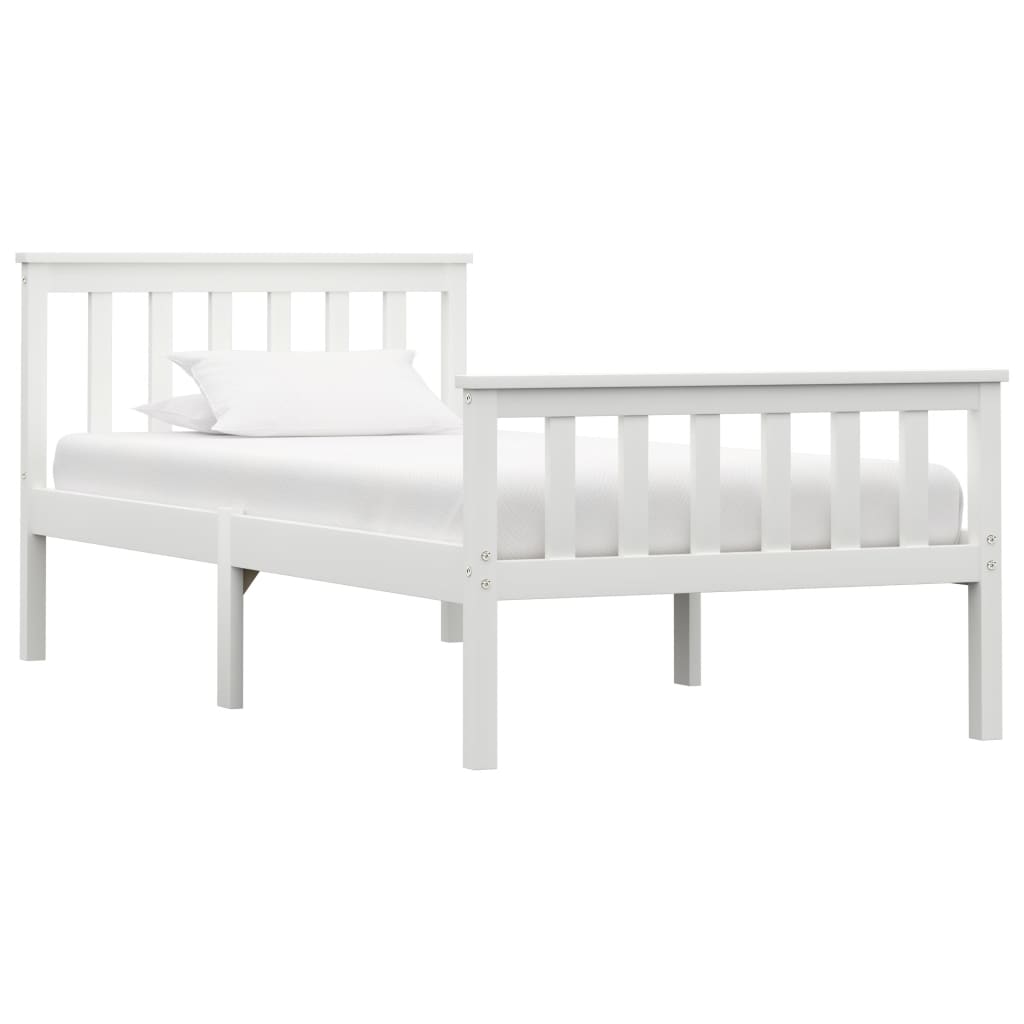 vidaXL Estrutura de cama 100x200 cm madeira pinho maciço branco