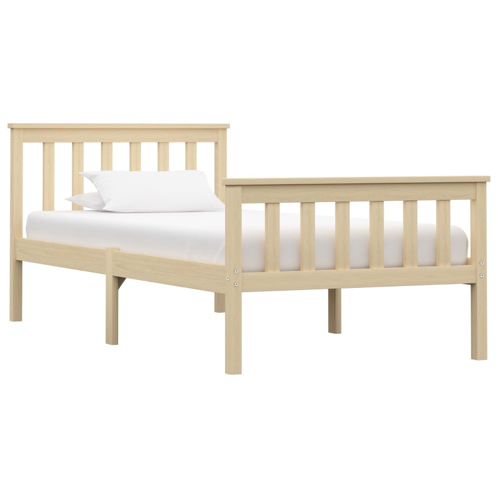 vidaXL Estrutura de cama 100x200 cm madeira pinho maciço branco