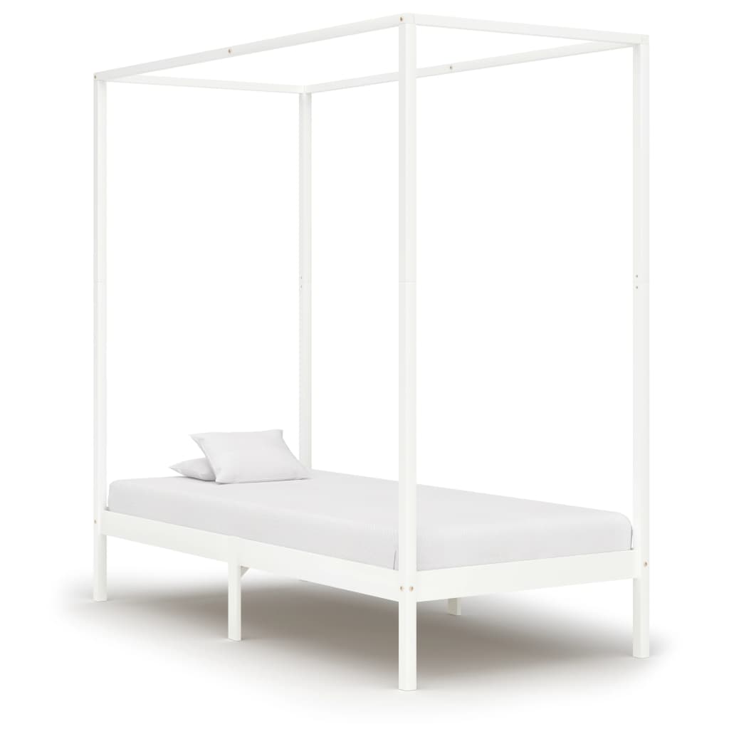vidaXL Estrutura de cama com toldo 100x200 cm pinho maciço