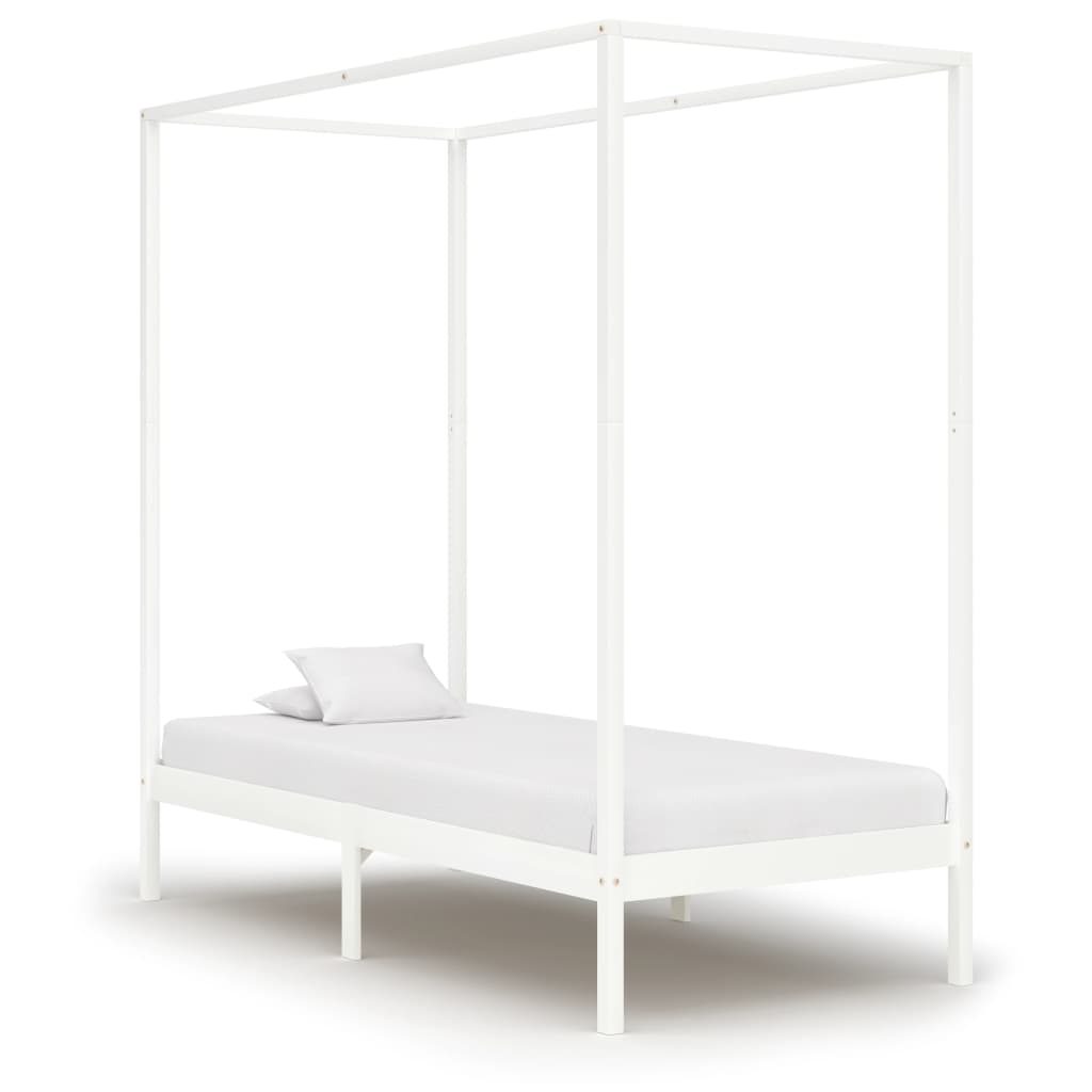 vidaXL Estrutura de cama com toldo 100x200 cm pinho maciço