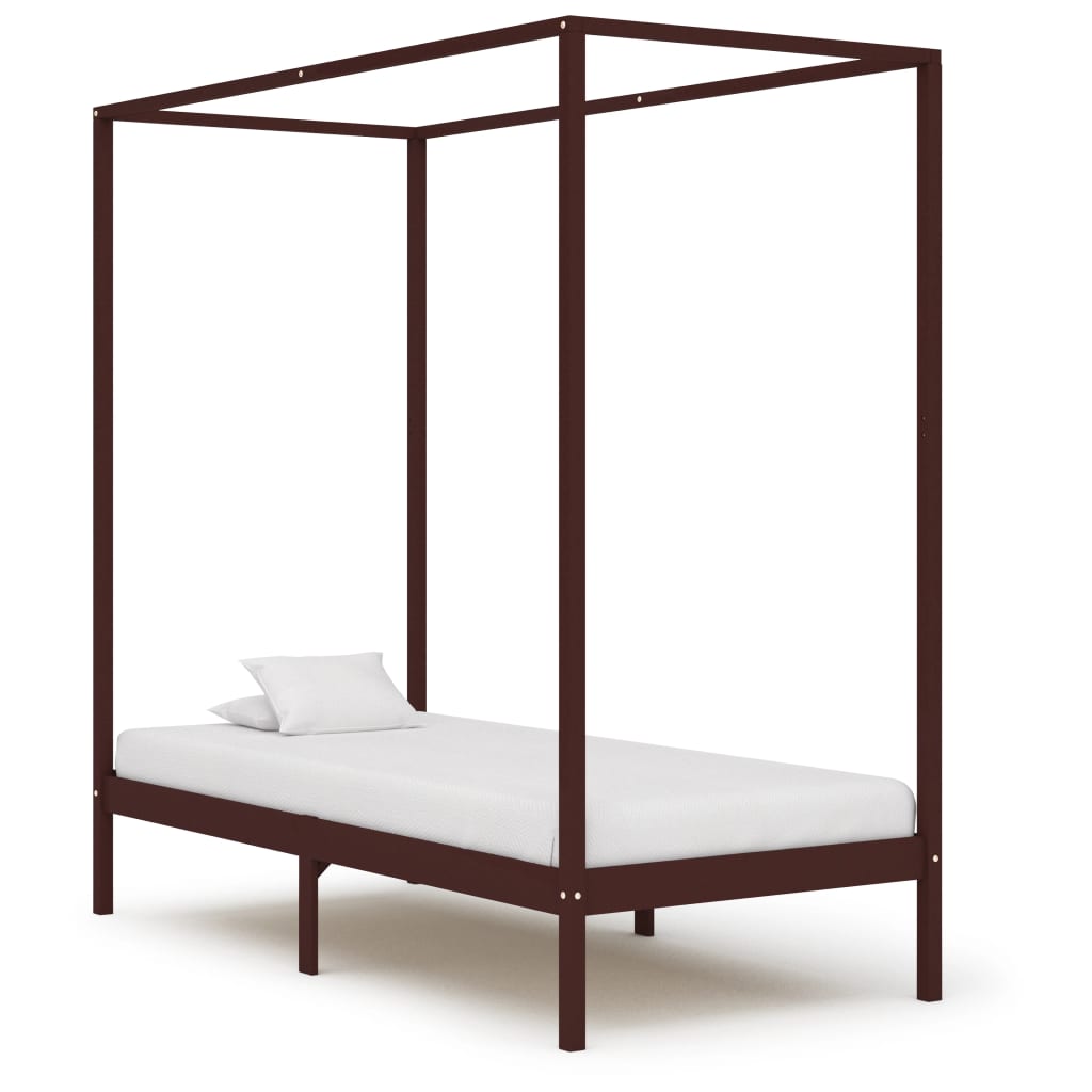 vidaXL Estrutura de cama com toldo 100x200 cm pinho maciço