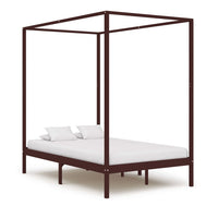 vidaXL Estrutura de cama com toldo 100x200 cm pinho maciço