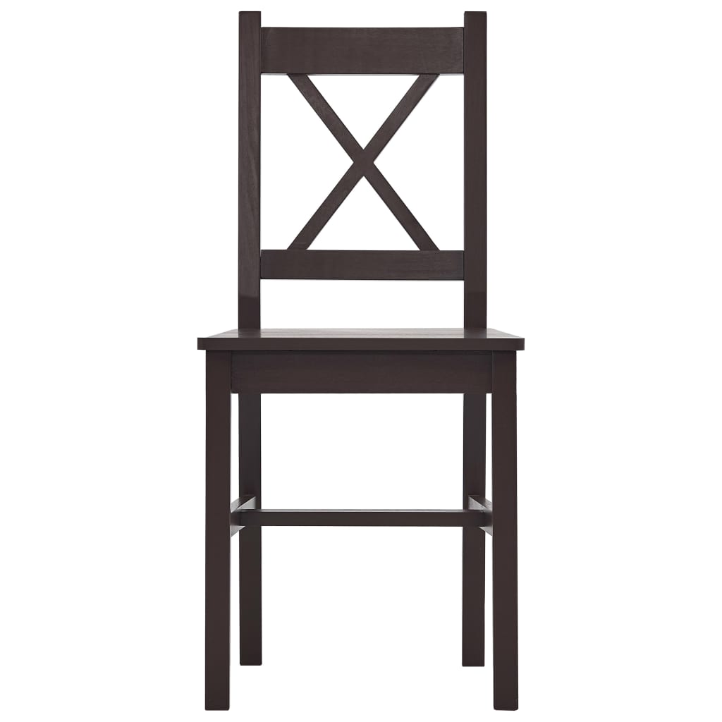 vidaXL 7 pcs conjunto de jantar em madeira de pinho castanho-escuro