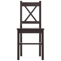 vidaXL 7 pcs conjunto de jantar em madeira de pinho castanho-escuro