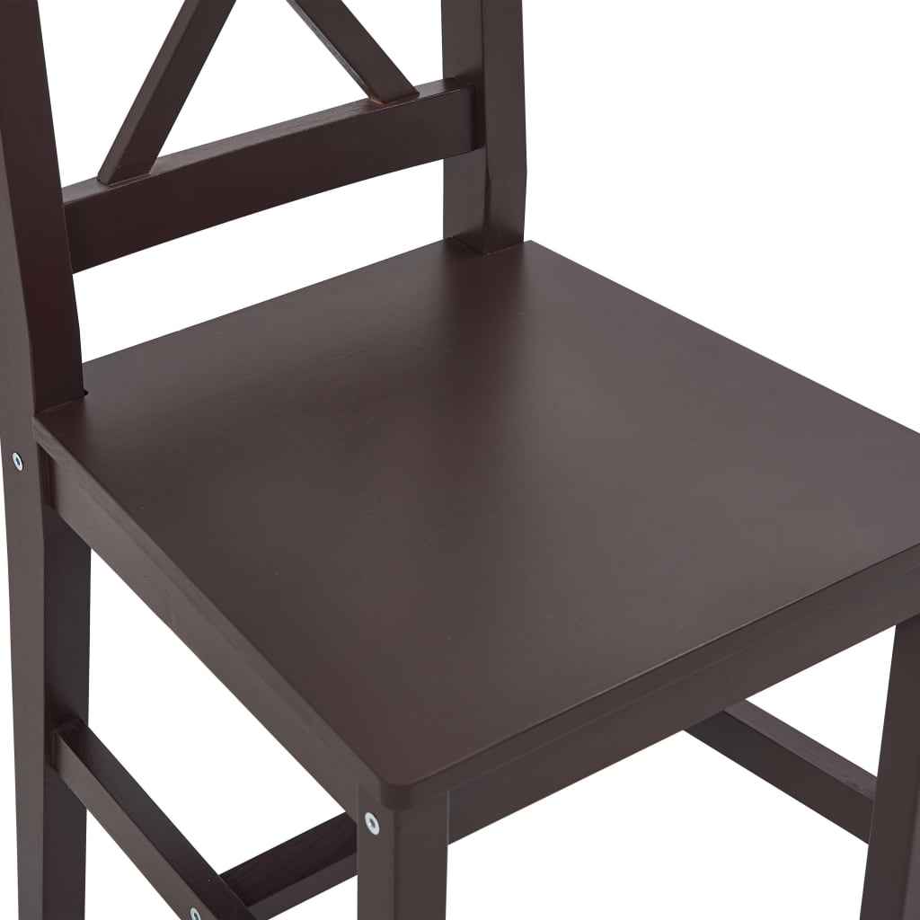 vidaXL 7 pcs conjunto de jantar em madeira de pinho castanho-escuro