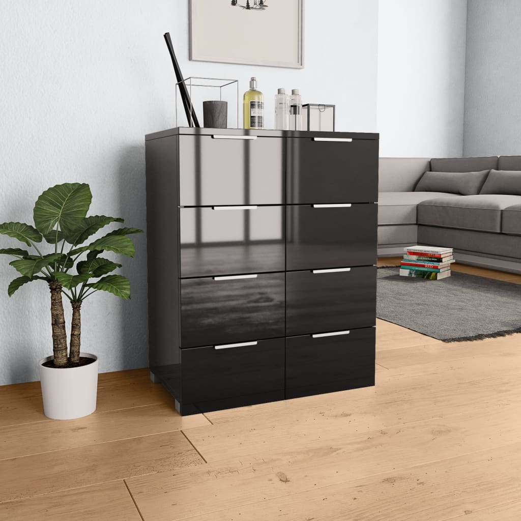 vidaXL Aparador 60x35x80 cm derivados de madeira branco brilhante