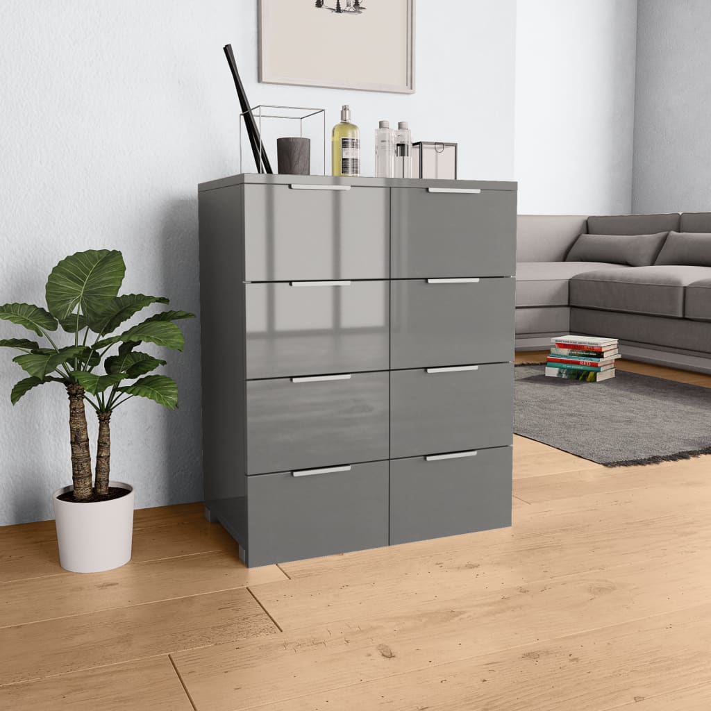 vidaXL Aparador 60x35x80 cm derivados de madeira branco brilhante