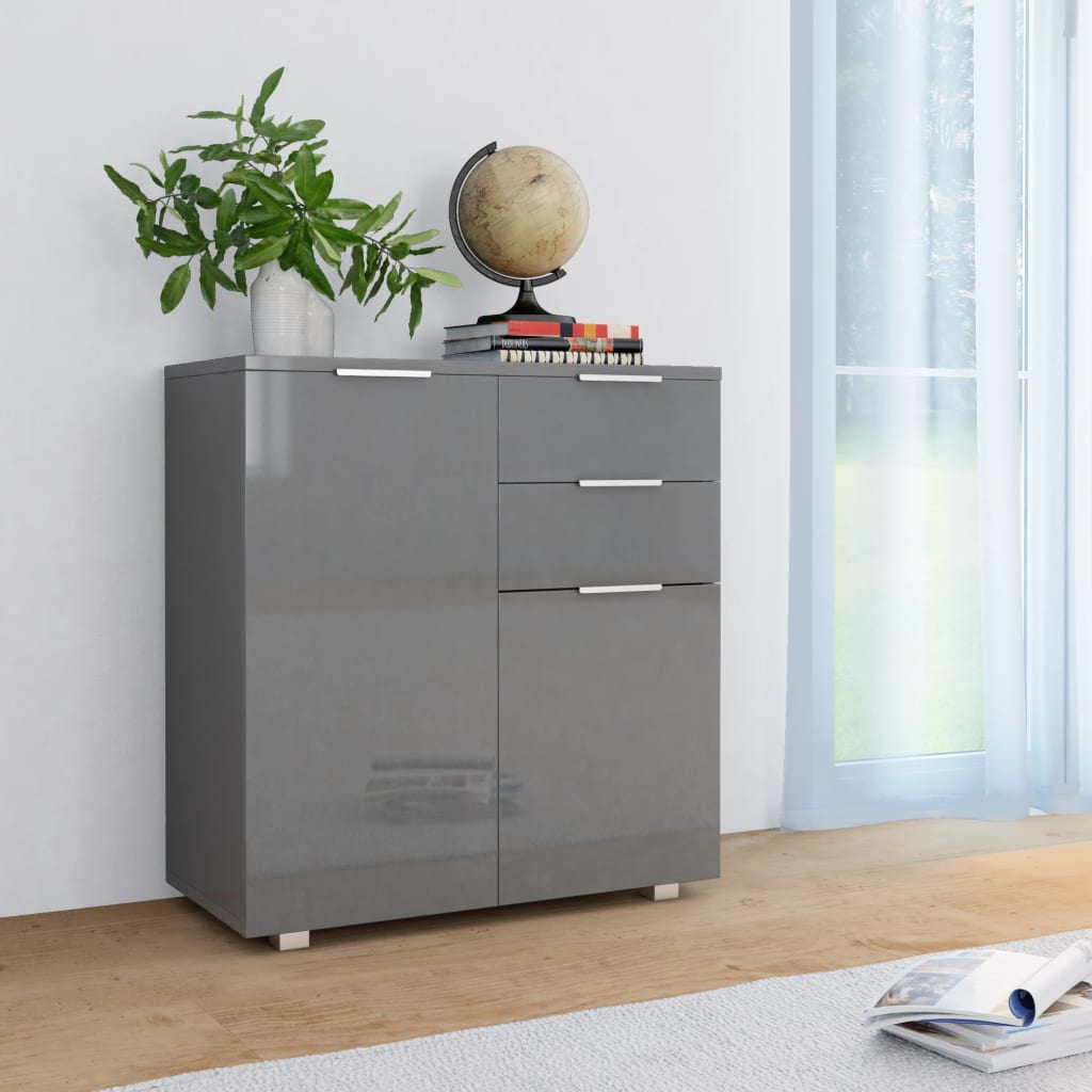 vidaXL Aparador em contraplacado 71x35x80 cm branco brilhante