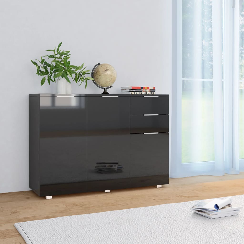 vidaXL Aparador 107x35x80,5 cm branco brilhante